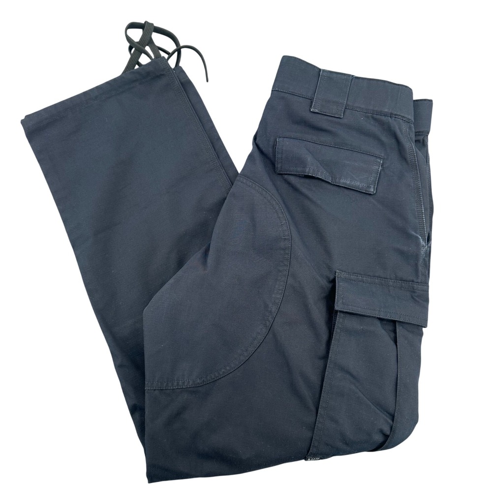 5.11 Tactical Mens L Black Ripstop Cargo Pants Drawstring Work Trousers 34x32